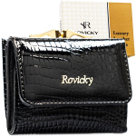 Naturaalsest nahast naiste rahakott Rovicky, must