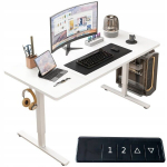 Elektriline t&otilde;stetav valge laud 140 cm, reguleeritav, modernne, 72&ndash;118 cm