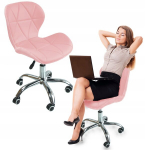 Chiccot roosa nahast p&ouml;&ouml;rlev kontoritool kroomitud jalgadega