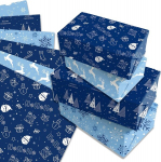 12 lehte j&otilde;ulupaberit, tumesinine, kahepoolse tr&uuml;kiga pakkepaber, s&uuml;nnip&auml;ev, 6 t&uuml;&uuml;pi pakkepaberilehed lastele, p&uuml;ha, s&uuml;nnip&auml;eva pakkepaber, 50 x 68 cm