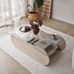 Kohvilaud, Brise - Travertiin, 105x35x65 cm, L&auml;bipaistev