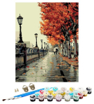 Numbrite j&auml;rgi maalimine &ndash; pilt, v&auml;rvid, pintslid, komplekt &bdquo;Autumn Street&ldquo;, 40 &times; 50 cm