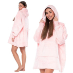Pusa Tekk Tekipusa 2in1 Oversize XXL Kapuutsiga Paks Sherpa Roosa