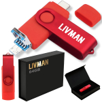 64GB USB-m&auml;lupulk LIVMAN U-26, &uuml;hildub Type-C, Micro Androidi ja USB-arvutiseadmetega