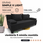 Kahe kohaline lahtik&auml;iv diivan Simple X Light ilma k&auml;etugedeta, Podrez, grafiit