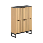 SoBuy 2-ukseline &otilde;huke ruumi s&auml;&auml;stev kingakapp - kaasaegne kingakapp - kingakapp 8-12 paari jaoks, vastupidav struktuur, must marmoriefekt ja hele puit, 60x24x88cm, FSR202-N