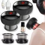 2 juhtmevaba USB-laetava vaakummassaažikomplektiga LIVMAN DS-A21, millel on 6 k&uuml;tte- ja 6 imemisintensiivsuse taset, punase valguse teraapia ja 2 komplektis olevat 10ml ingveri eeterlikku &otilde;li