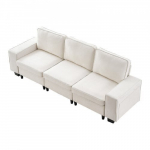 Diivan, modulaarne nurgadiivan panipaigaga 81.3x254x91 cm, valge, velvetkangas