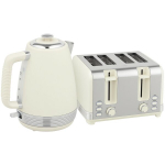 Veekeetja ja r&ouml;steri komplekt, 1,7 L, 2200W, Strixi termostaat, filter, 4-pesaline r&ouml;ster, 7 pruunistusastet, k&auml;rumisalv, Kreminės baltos spalvos