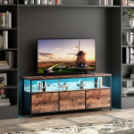 Televisiooni lauad LED-valgusega ja 3 kardinaga, 137 x 29,8 x 57 cm, pruunne