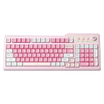 Aula F3099 juhtmeta klaviatuur meediajuhtimise funktsiooniga, kolmekordne režiim BT5.0 / 2,4 GHz / USB-C, RGB-valgustusega m&auml;nguklaviatuur valge ja roosa v&auml;rvitoonis