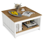 Kohvilaud 80x80x45cm, valge/heledat pruuni v&auml;rvi