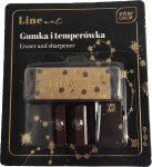 Kustutuskumm ja teritaja Interdruk Line Art, must, kollane, kuldne