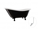 Vann Besco Otylia B&W 170, Must/Valge+Must, koos sifooni ja &uuml;levooluga Klik-klak kroom