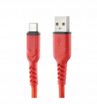 Usb-c kaabel, 1m, punane, kiirlaadimine, nailonkest