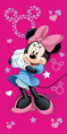 Jerry Fabrics Minnie Mouse roosa rannar&auml;tik 70x140 cm &ndash; pehme puuvillane mugavus lastele