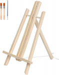 Lauapealne reguleeritav m&auml;nnipuidust molbert pintsliga 40 cm