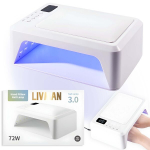 LIVMAN SUN T8 UV-LED-iga manik&uuml;&uuml;ri ja pedik&uuml;&uuml;ri jaoks - eemaldatava aluse ja kunstnahast padjatoega lisamugavuse tagamiseks, 72W, 60LED-i