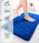 Vannitoavaip &bdquo;Stones&ldquo; &ndash; sinine, libisemiskindel ja pehme, 80 &times; 50 cm