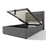 &Uuml;heinimese voodi panipaigaga, USB-C laadimine ja peats, 90&times;200, madratsiga