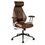 Costway ergonoomiline kontoritool, arvutilaud, seemisnahast peatoega, pruun