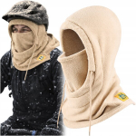 Talvine Balaclava Fleece jalgratta Balaclava Beige Mantel Cap Kr6
