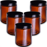 Pruun klaaspurk 250 ml musta pp-kaanega, 5-tk komplekt