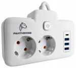 Seinale kinnitatav pikendusjuhe, 2 pistikupesa + 4 USB-pesa, Sieninis prailgintuvas 2 lizdų + 4 USB