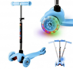 Kolmerattaline laste t&otilde;ukeratas helendavate ratastega Scooter, sinine
