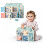 Montessori tegevustahvel Mamabrum &ndash; puidust sensoorne lukkudega maja