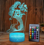 3d Led Lamp "merineitsi unistus" - 16 v&auml;rvi, puldiga