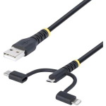 USB pulk 3-&uuml;hes laadimiskaabel - STARTECH.COM - 1m - Apple MFi sertifitseeritud - Vastupidav - Must