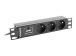 Lanberg 10" 1u Pdu vooluriba, 3x Schuko, 2m, must