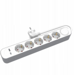 Pikendusjuhe 5 Schuko pistikupesaga, 2xusb (a+c), l&uuml;liti, 1,5m