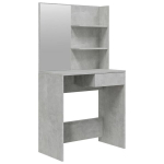 vidaXL peegliga tualettlaud, betoonhall, 74,5 x 40 x 141 cm