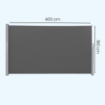 K&uuml;lgmarkiis 180x400 cm antratsiit alumiinium privaatsus p&auml;ikesekaitse