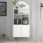 Kohvibaarikapp Hanah Home Lyon 80 valge-kuldne melamiinplaadist, avatud riiulitega, sale disain