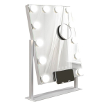 Hollywoodi peegel 12 LED-iga, 37x46 cm, 3 v&auml;rvi, 10x suurendus, 360&deg; p&ouml;&ouml;rlemine, USB, valge