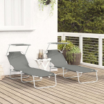 Kokkupandavad lamamistoolid vidaXL &ndash; 2 tk varikatusega, hall 600D Oxford kangas