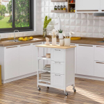 K&ouml;&ouml;gik&auml;ru Homcom 67x37x87cm, valge/heleda pruuni v&auml;rvi