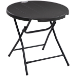 Aialaud, &uuml;mmargune, kokkupandav, &Oslash;80 cm, 4 inimesele, puiduimitatsioon, tumehall, r&otilde;dule, terrassile