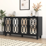 Peegelkapp, 4 ust, laminaat, 160x40x84 cm, must