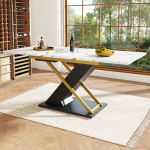 Pikendatav s&ouml;&ouml;gilaud 120-160x80 cm, kuldsed jalad, sisemine siset&uuml;kk