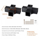 Pergola kinnituskomplekt, 4-suunaline nurgakinnitus 10,2x10,2 cm, must, teras