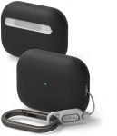 Ringke &uuml;mbris Airpods Pro 3 jaoks, silikoon, karabiiniga, must