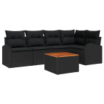 vidaXL Aia Diivanikomplekt padjaga 6 pcs Must pol&uuml;rotang