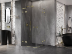 Mexen Lunar L Duo hinged du&scaron;ikabiin 75 x 75 cm, l&auml;bipaistev, kuldne harjatud - 834L-075L-075P-55-00