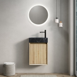 Vannitoa kapp valamuuga, must marmor, tamm, 1 uks, 40 cm
