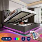 Topeltvoodi h&uuml;draulilise kastiga, USB-C, LED, 140x200 cm