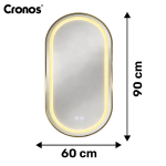 Peegel k&uuml;ttega ovaalne Cronos 60x90 cm LED Anti-Fog Gold